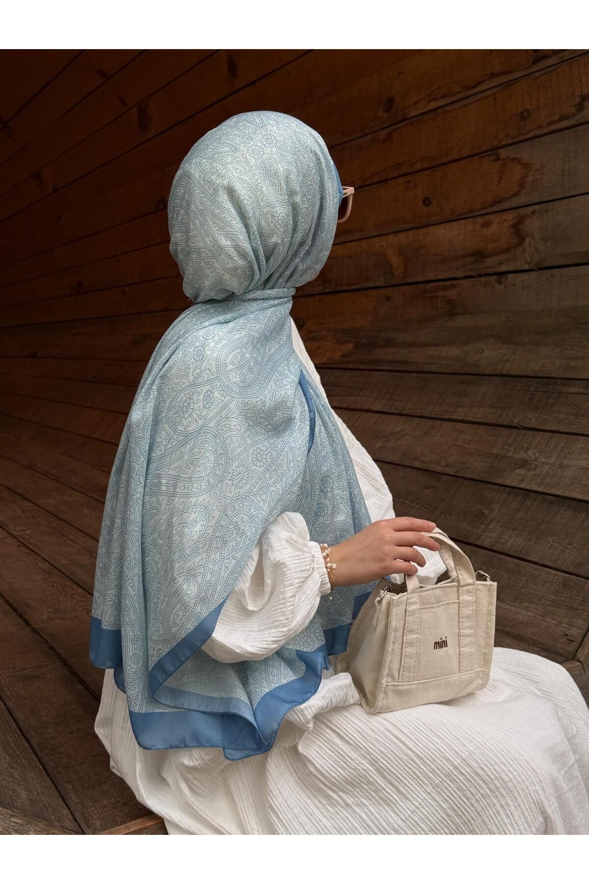 Qalortex Scarf Pamuklu Soft İnci Desen Şal-Su Yeşili