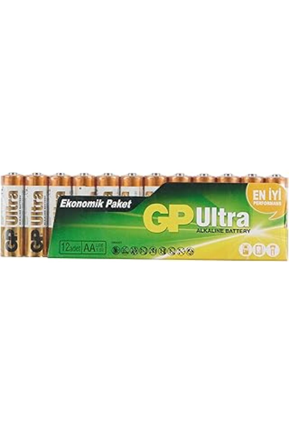 TBSProjects Gp Batteries Gp15Au Ultra Alkalin Lr6/E91/Aa Kalem Pil, 1.5 Volt, 12'Li Paket, Bakır/Siyah/Beyaz