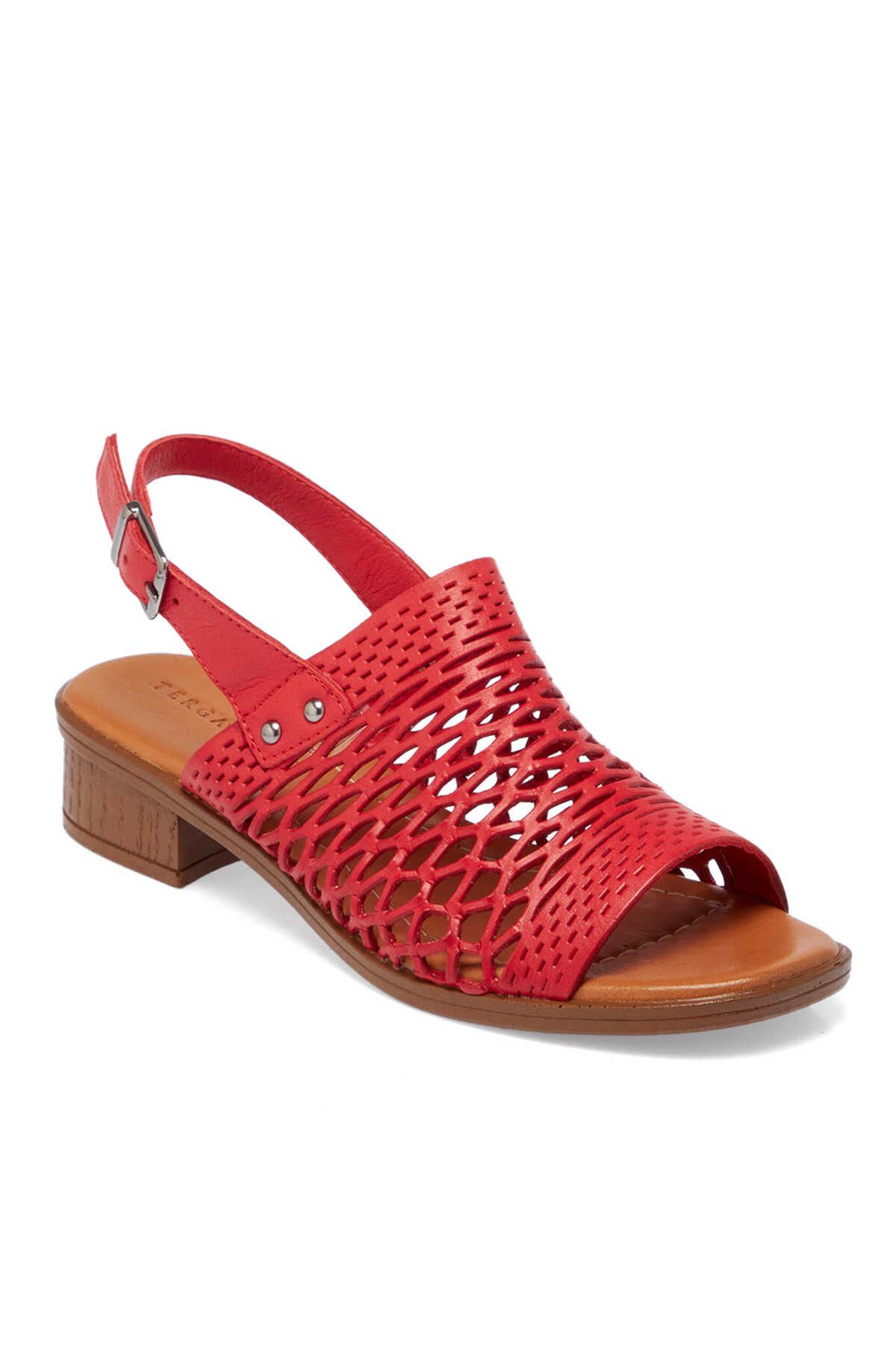 Tergan Kırmızı Hakiki Deri Kadın Sandalet - K25Y1SN67928-A30