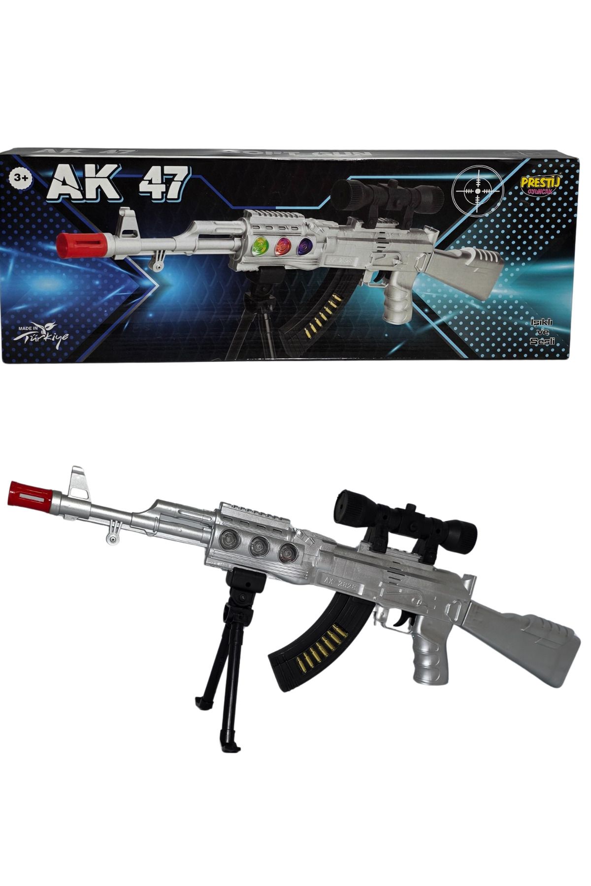 RAF Store Kutulu Pilli Sesli Işıklı Oyuncak AK-47 Tüfek Silah