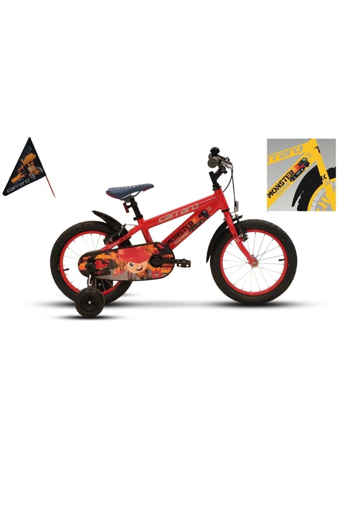 Carraro Monster Erkek Çocuk Bisikleti 220h V 16 Jant Sarı Gri Siyah