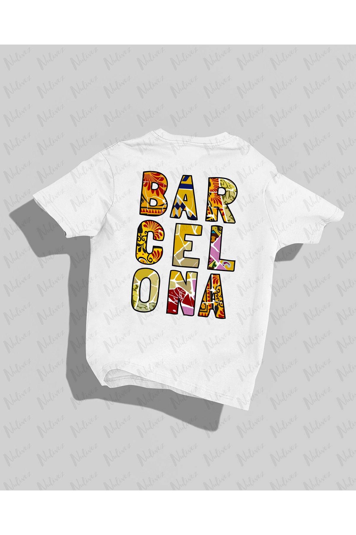 Nulivez Barcelona Baskılı Yüksek Kalite Kompakt Unisex Oversize T-Shirt