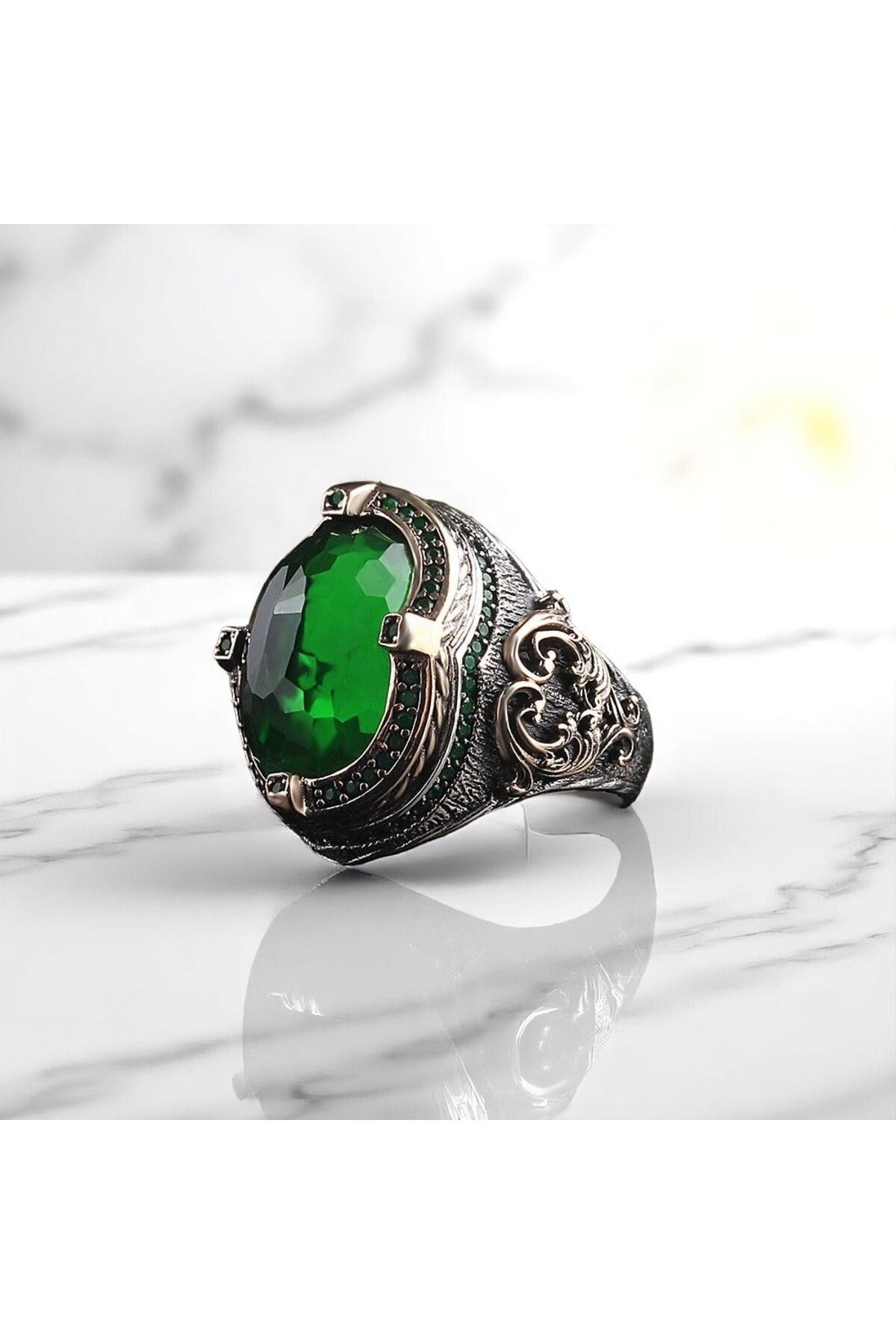 Asteria Jewelry Yeşil Zirkon Taşlı Gümüş Yüzük