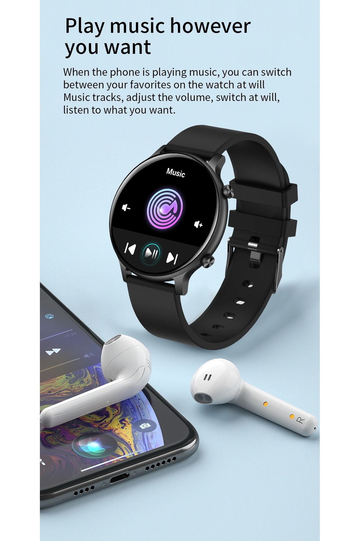 ideal STORE-Ceas SmartWatch Versa idealStore, Dimensiunea Ecran 1.32 inch, Rezistent la Apa, Bluetooth, Monitor 7