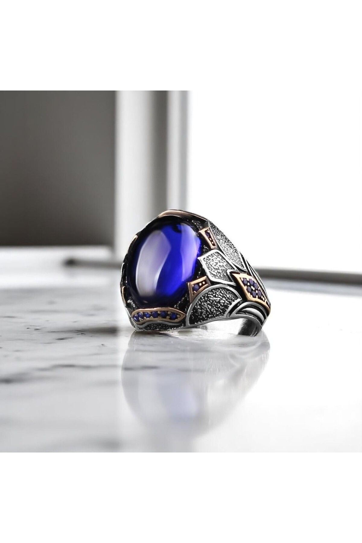 Asteria Jewelry Mavi Zirkon Taşlı Gümüş Yüzük