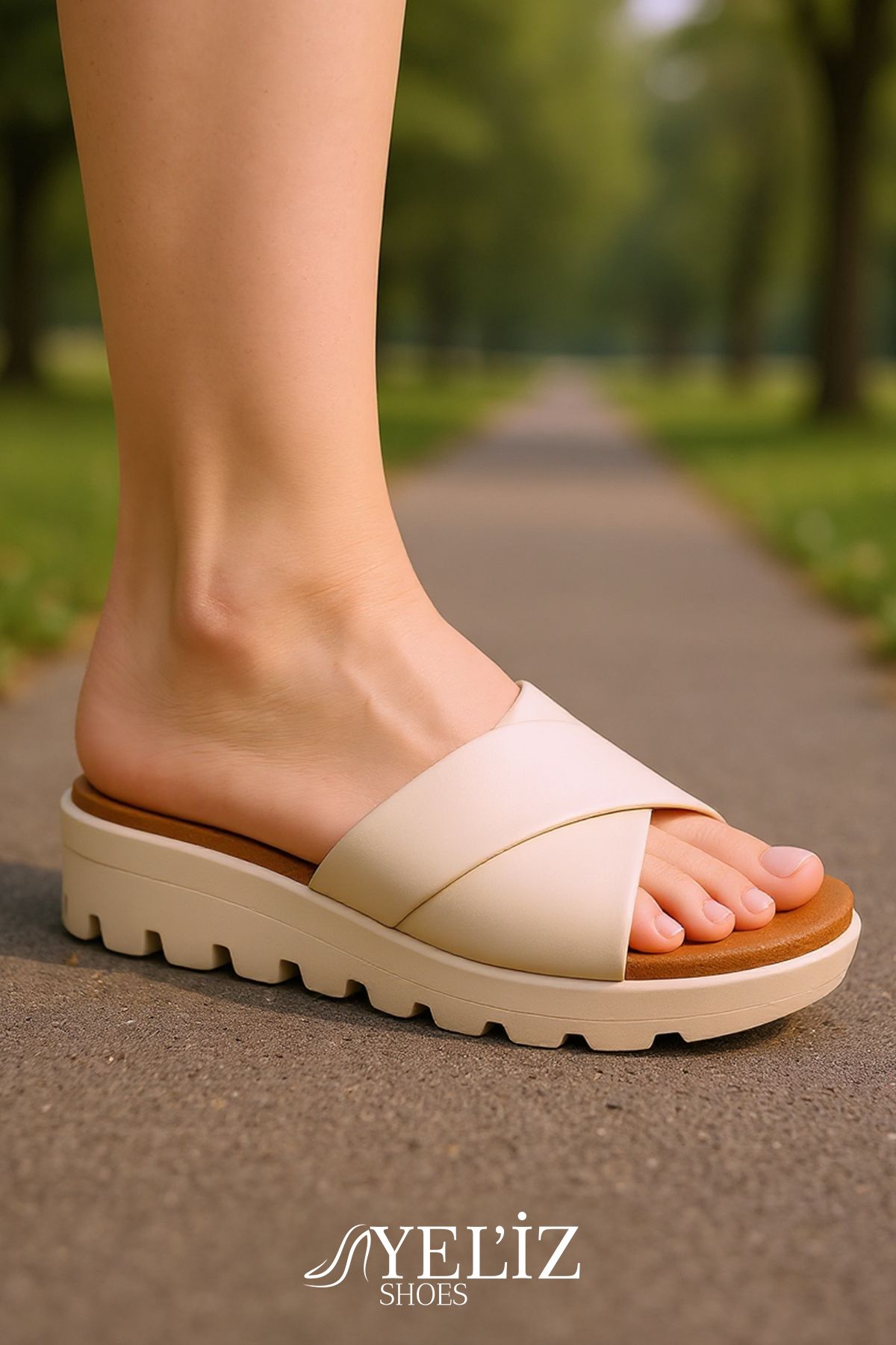 Yel'iz Shoes&Slipper Ortopedik Dolgu Topuk Rahat Comfort Günlük Terlik