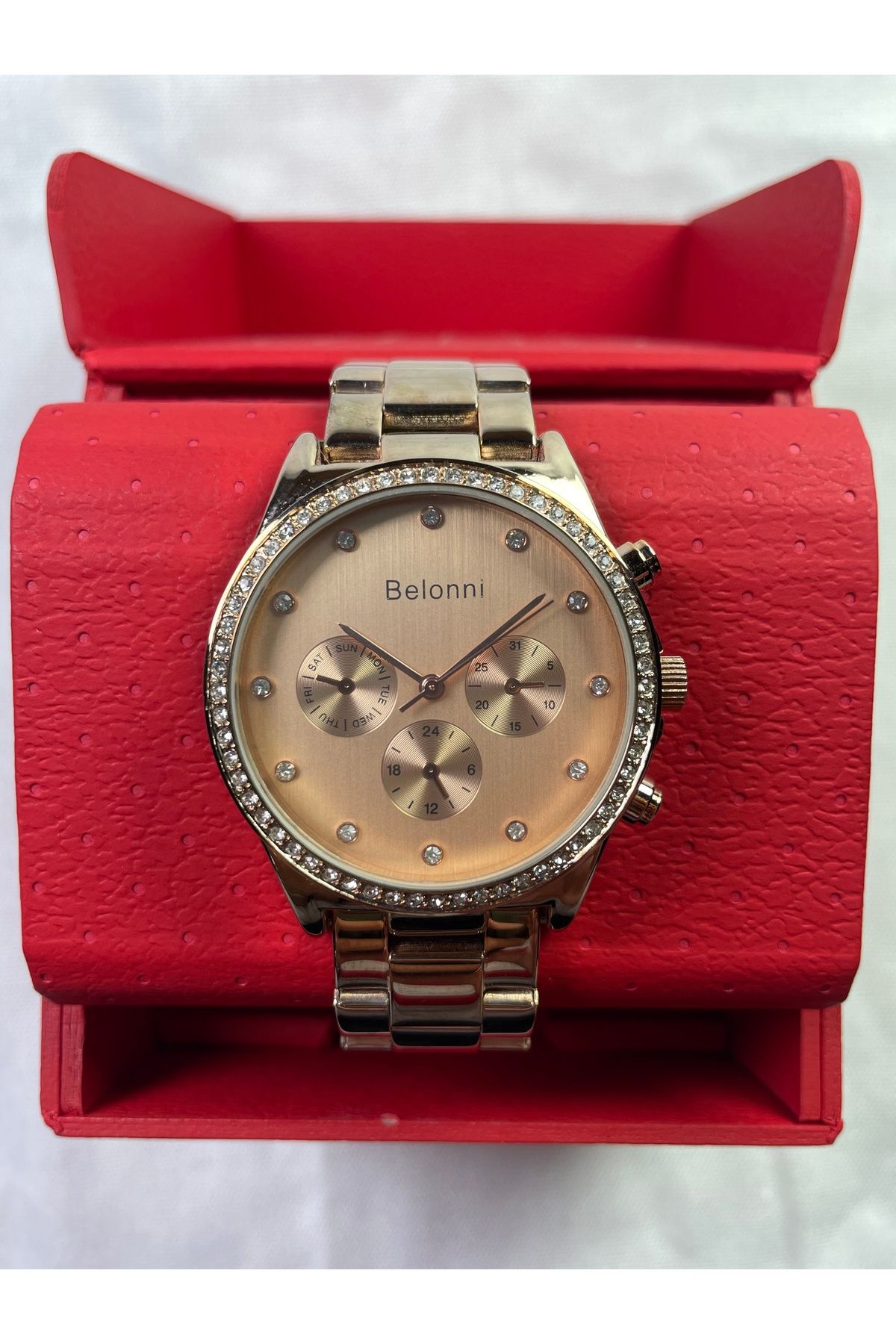 Belonni Full Rose Gold İç & Dış Taşlı Unisex Kol Saati