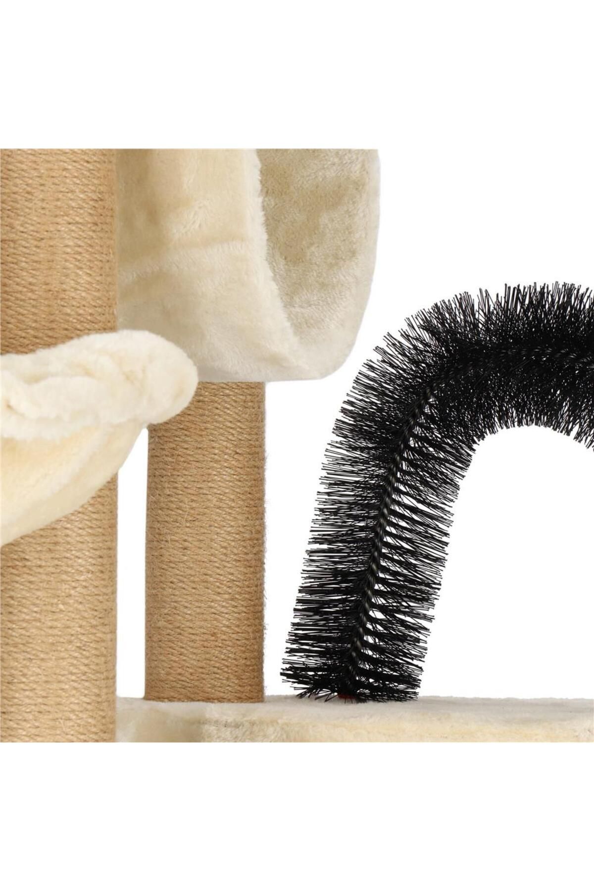 SERSIMO-Cat play set, with scratching post, hiding place, bed, hammock, ball, 154cm, cream 3