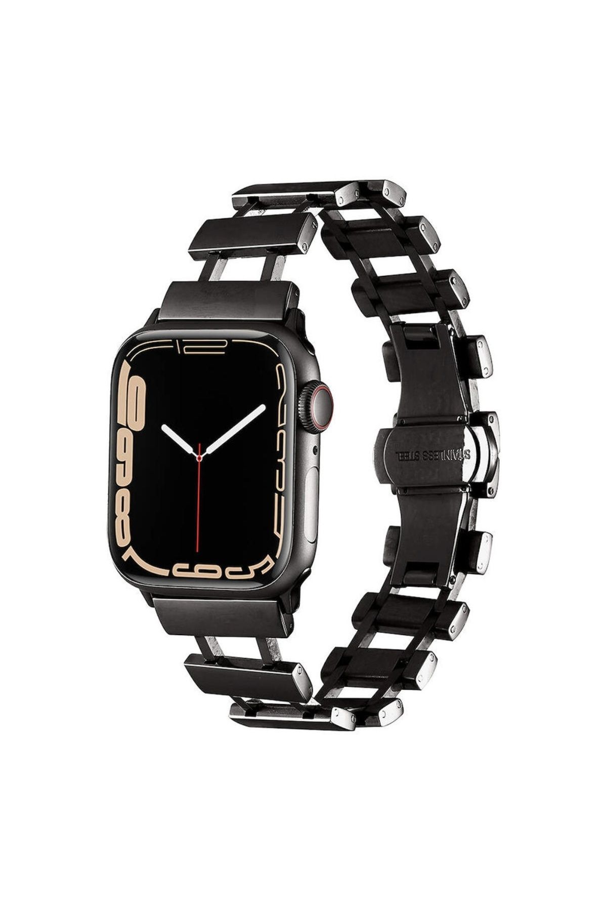 Megafox Teknoloji Apple Watch 3/4/5/6/7/8/9 Se Ultra 42-44-45-49 Mm Uyumlu Kordon Metal Paslanmaz Parçalı Kayış KRD-9
