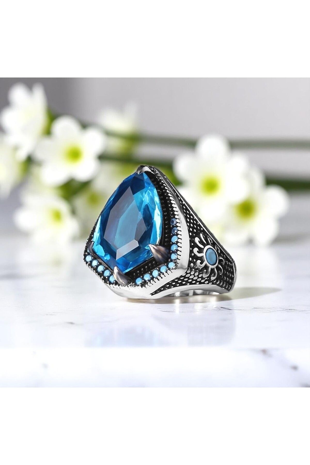 Asteria Jewelry Aquamarine Taşlı Gümüş Yüzük