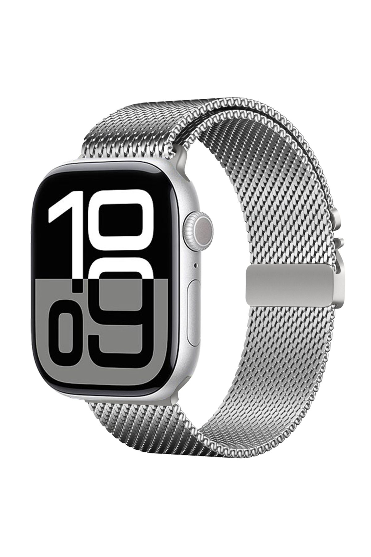 Megafox Teknoloji Apple Watch 10 46mm Uyumlu Zore KRD-121 Metal Hasır Kordon