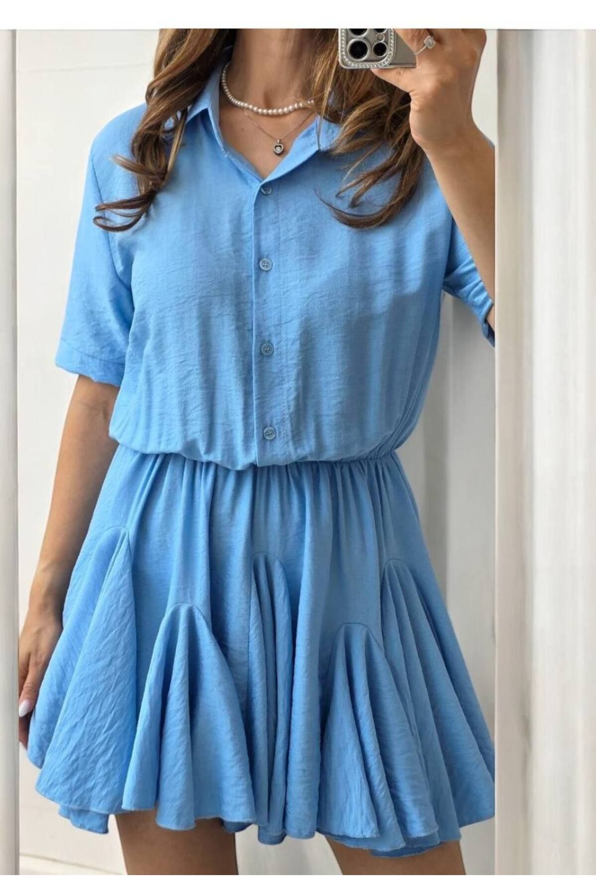 GLAMSI Rochie Vaporoasă din Vâscoză – XS, S, M – Cureaua Nu Este Inclusă