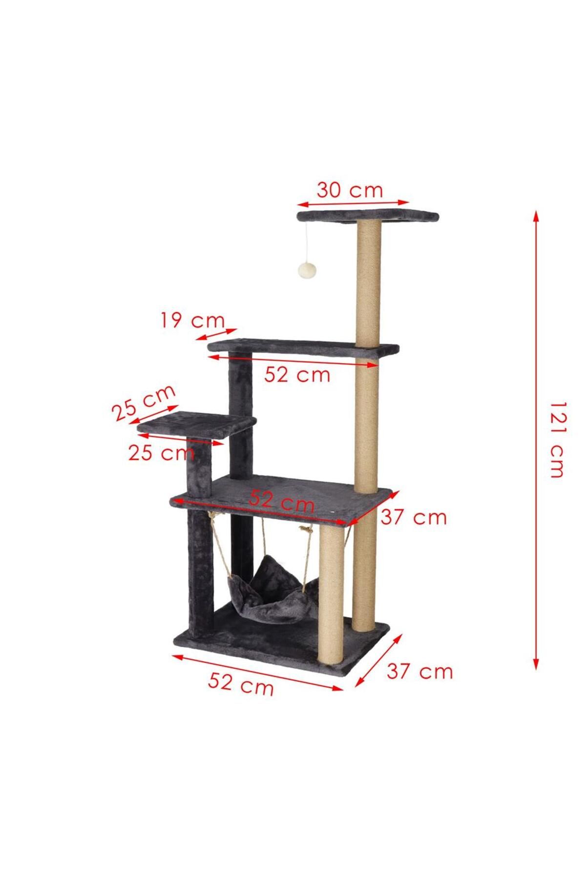 SERSIMO-Cat play set, with scratching post, hammock, ball, 121cm, graphite 11