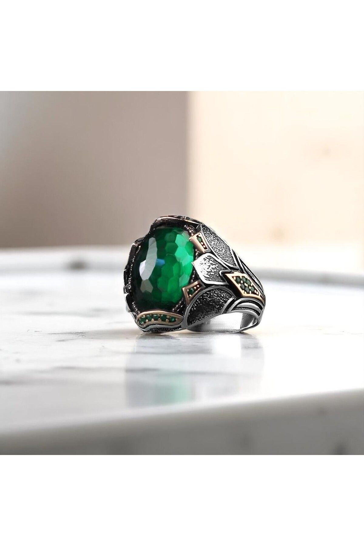Asteria Jewelry Yeşil Zirkon Taşlı Gümüş Yüzük