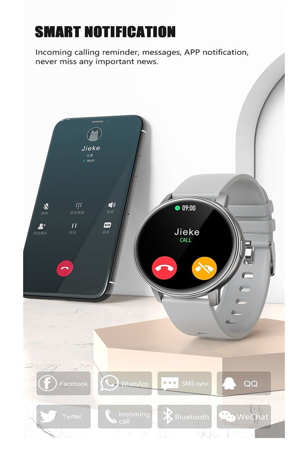ideal STORE-Ceas SmartWatch GoFit idealStore, Ecran Full Touch 1.3 inch, Rezistent la Apa IP68, Bluetooth, Monit 9