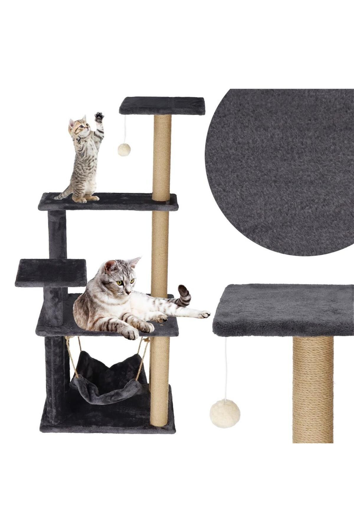 SERSIMO-Cat play set, with scratching post, hammock, ball, 121cm, graphite 10
