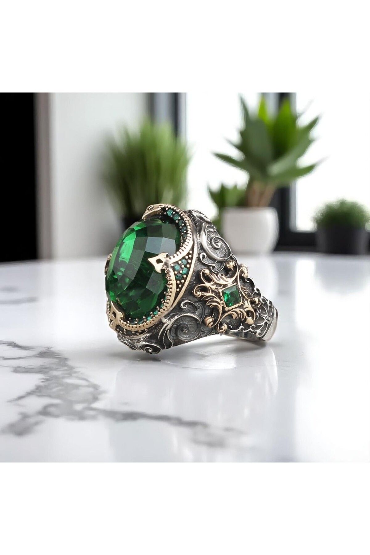Asteria Jewelry Yeşil Zirkon Taşlı Gümüş Yüzük
