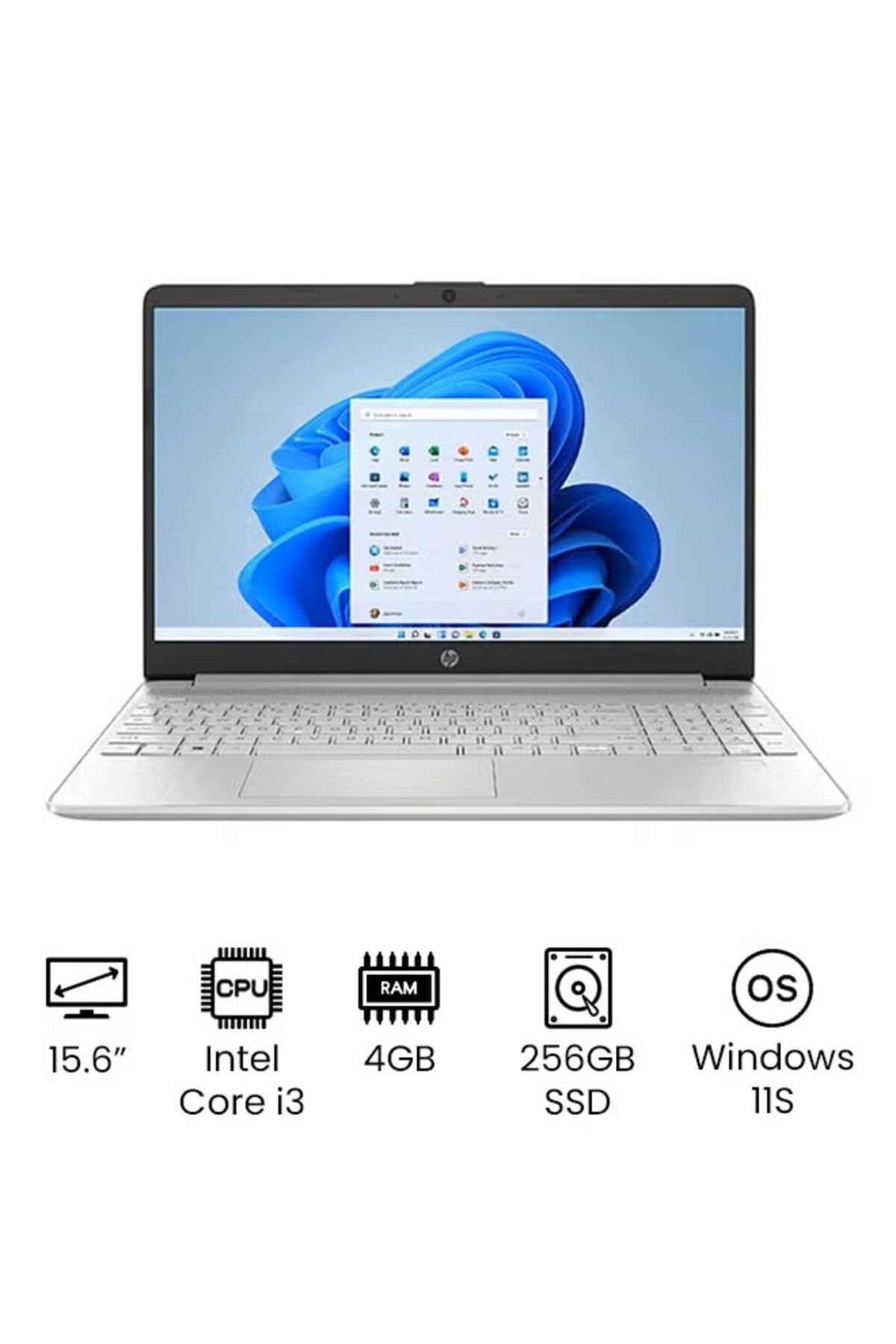 HP-Laptop With 15.6 Inch Full HD Display, Intel Core i3-/256GB SSD/4GB RAM DDR5 Windows 11 Home S Mode 1