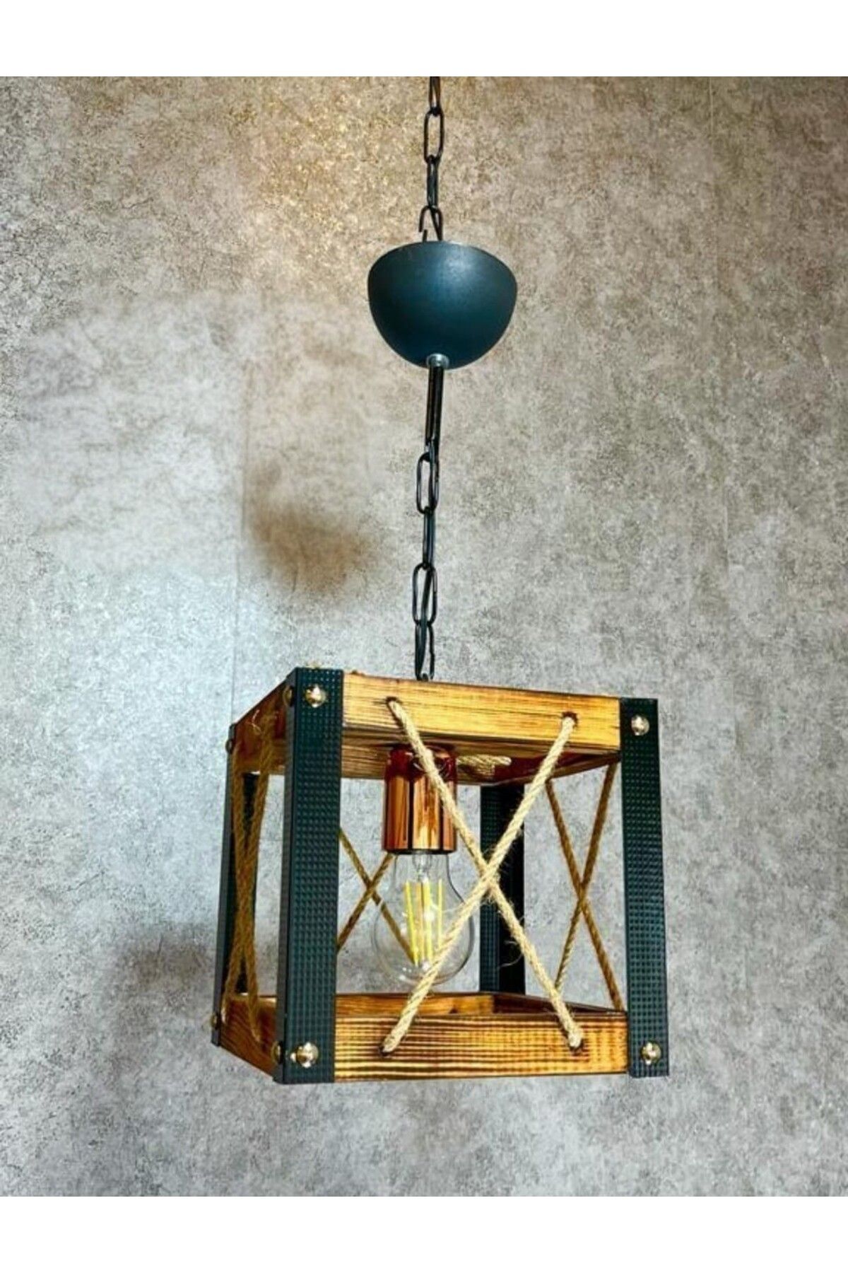 Home Tekli Ahşap Sarkıt Avize