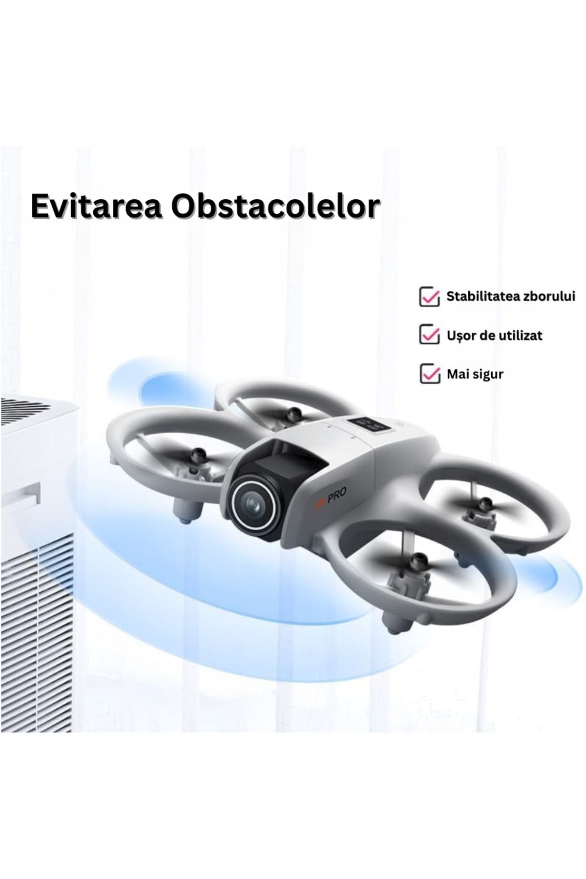 Velixo-Mini dronă cu telecomandă i1 Pro, cameră video WiFi, evitarea obstacolelor, rotație la 360°, 2 baterii 4