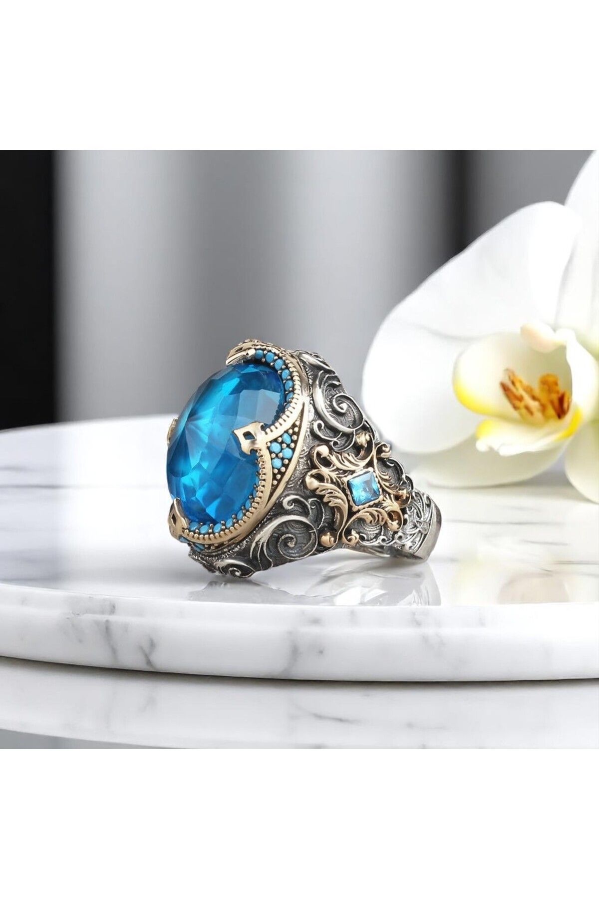 Asteria Jewelry Aquamarine Taşlı Gümüş Yüzük