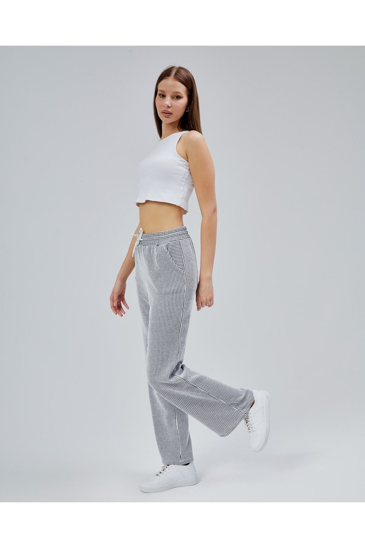 İstemi Çizgili Kadın Pantolon (Suyolu Model)