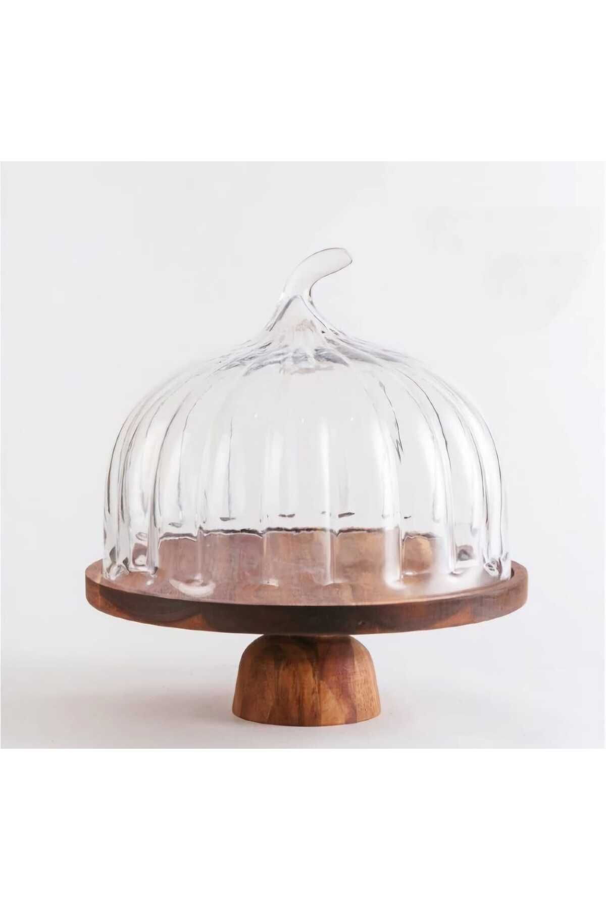 CENGİZ ÇEYİZ MİEN STANDLI Ayaklı Akasya Cam Fanus 25x31 cm Kek Kalıbı 230125-2