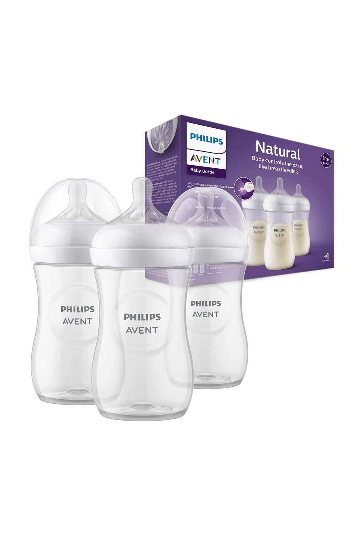 Philips Avent Σετ 3 μπιμπερό Philips Avent για νεογέννητα SCY903/03, 260 ml, ...