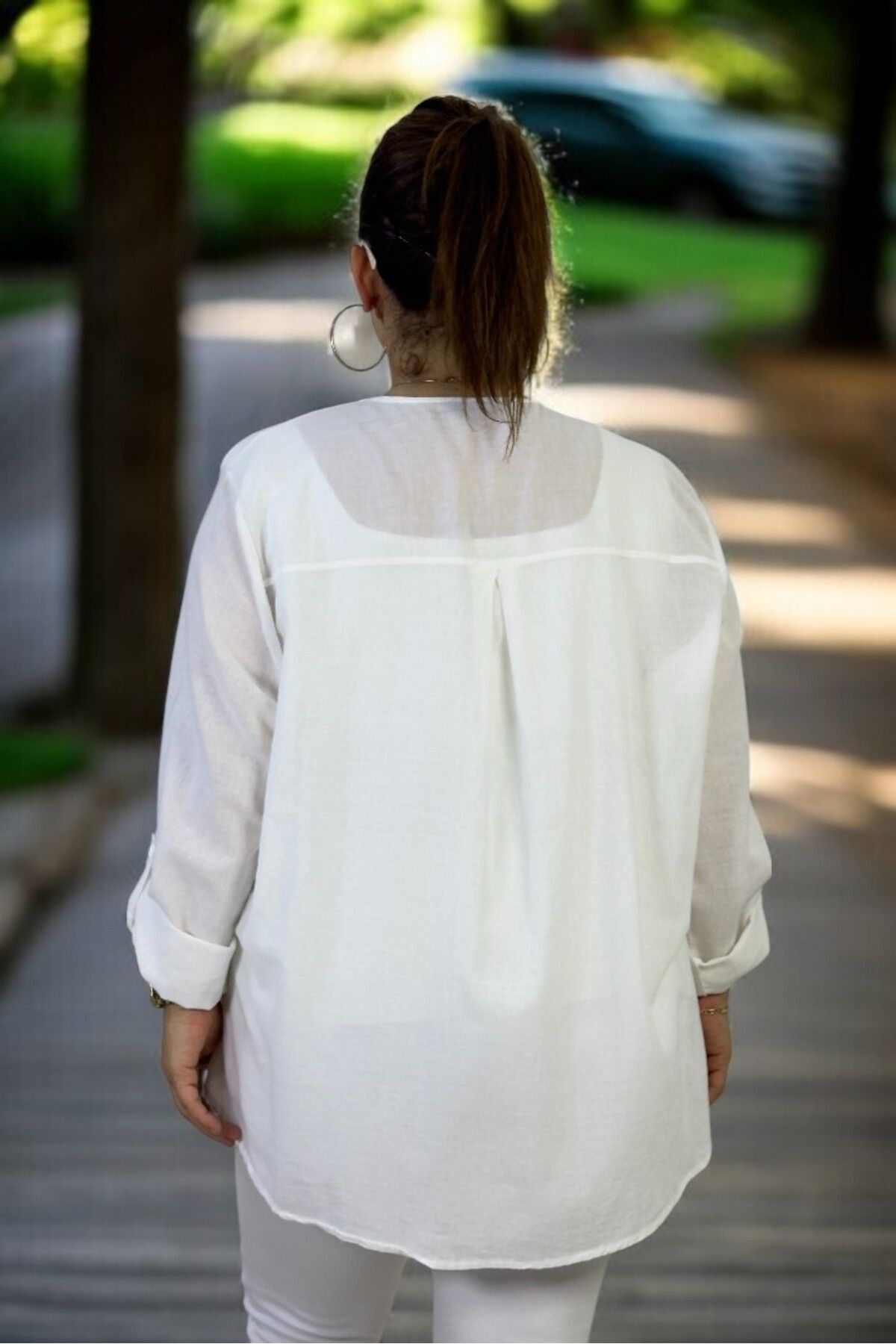 yagmurberen-Front Button Embroidered Flower Pattern Judge Collar Folding Sleeve Flaming Linen Large Size Shirt 7