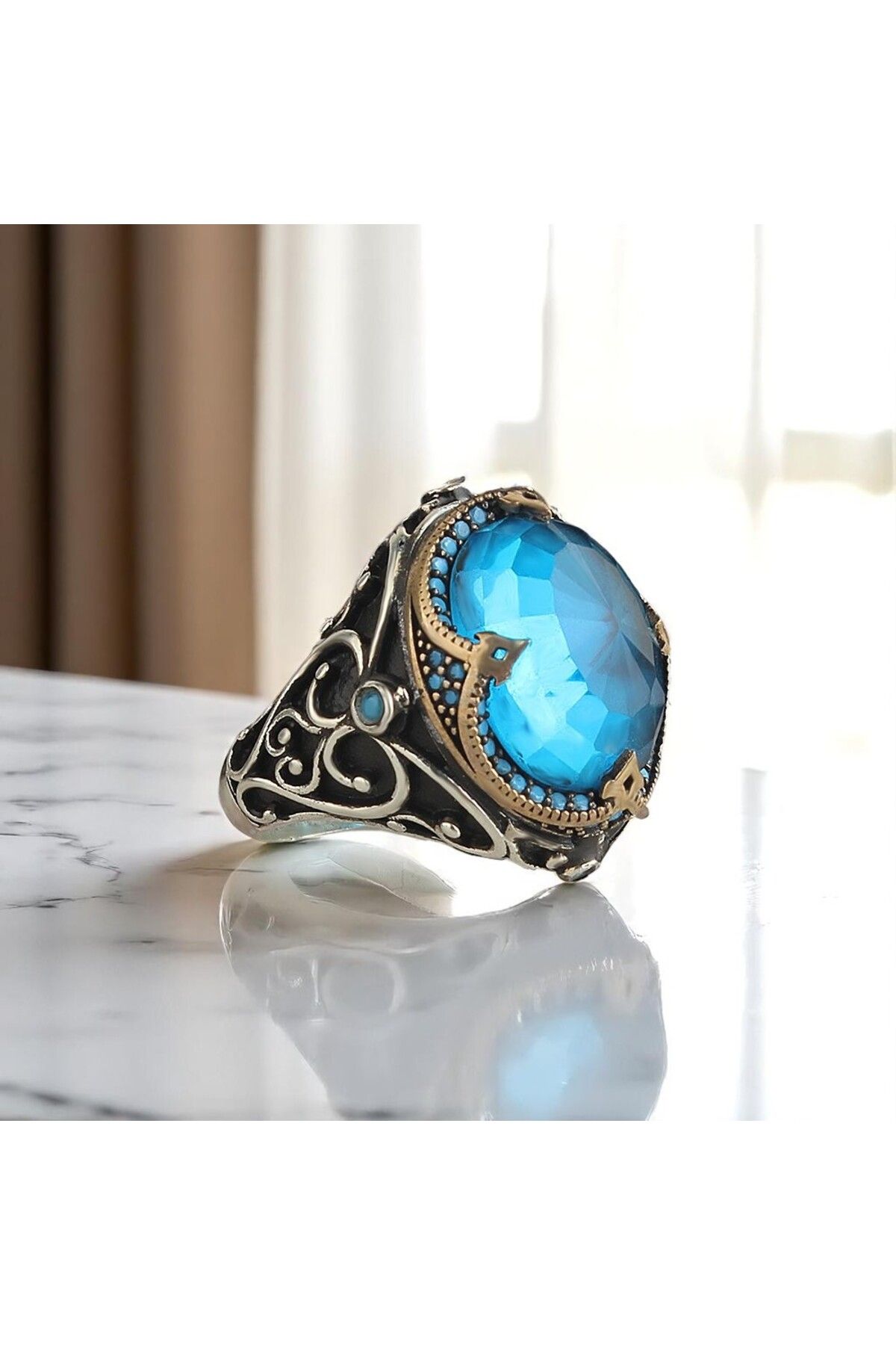 Asteria Jewelry Aquamarine Taşlı Gümüş Yüzük