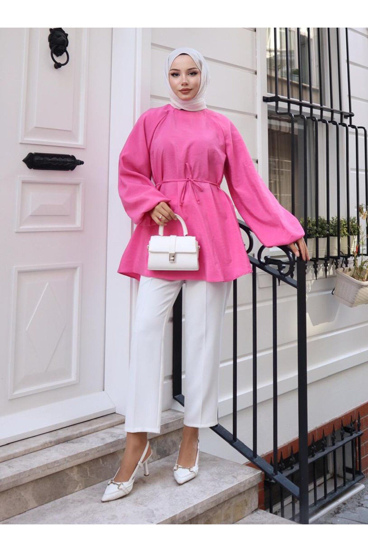 VAV REGLAN KOL TUNİK - Pembe- Vav