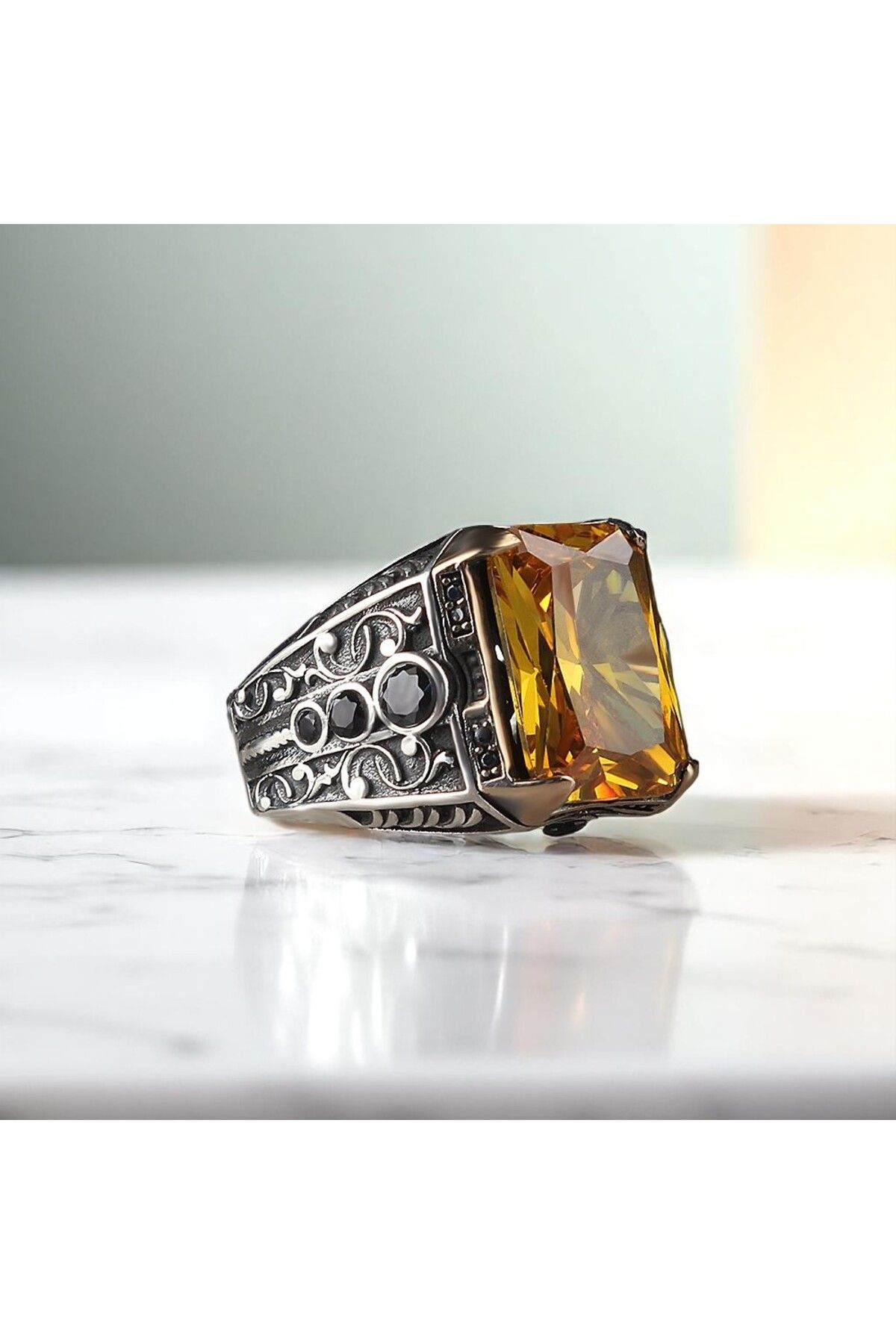 Asteria Jewelry Sitrin Taşlı Gümüş Yüzük