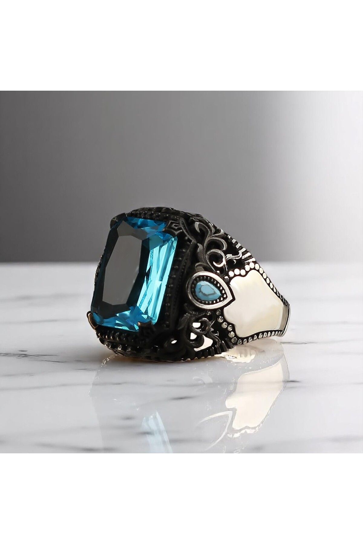 Asteria Jewelry Aquamarine Taşlı Gümüş Yüzük