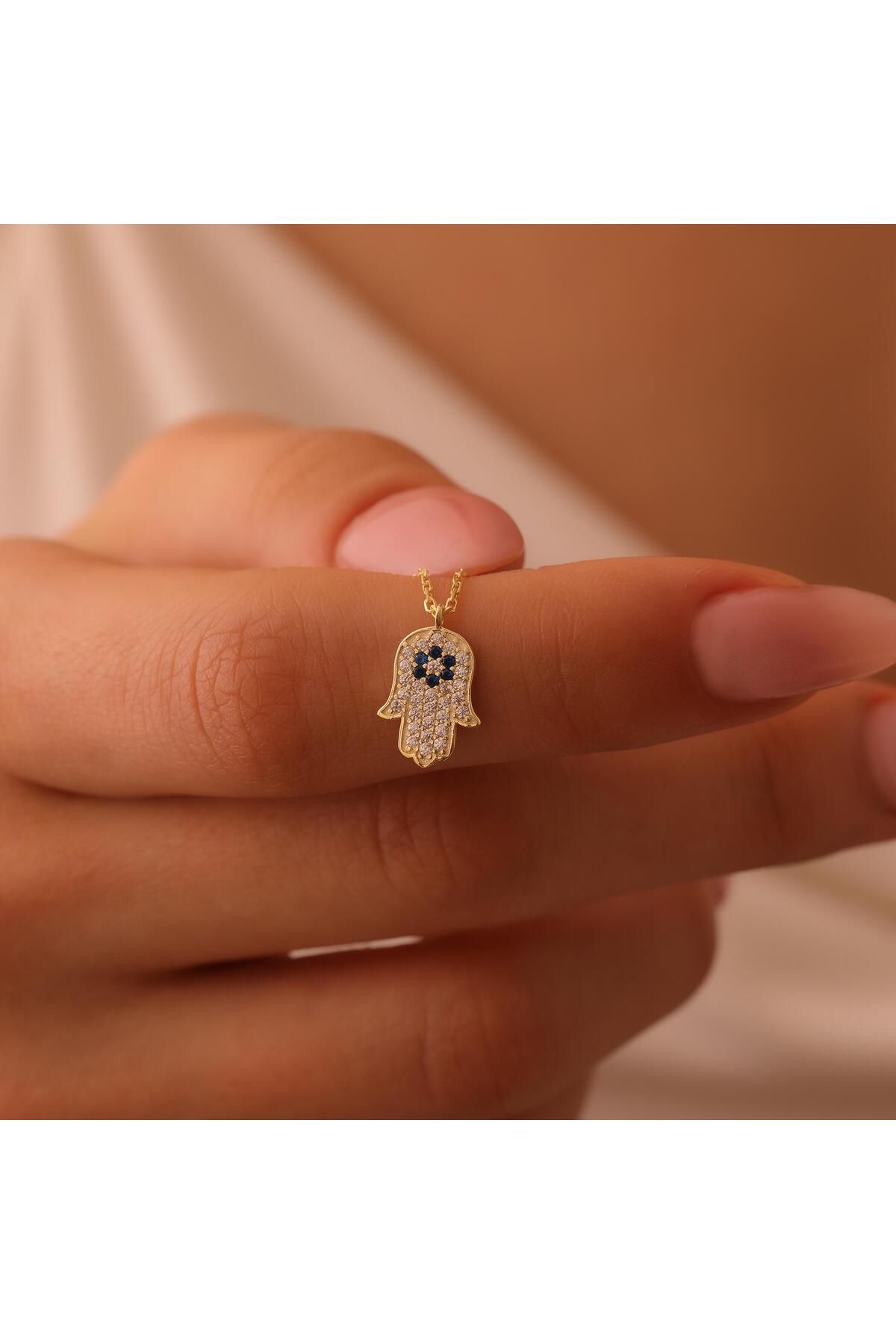 VESTA JEWELRY Fatma Ana Eli Kolye 925 Ayar Gümüş Altın Kaplama Şans Koruma Kadın Takı Özel Tasarım Manevi Hediye