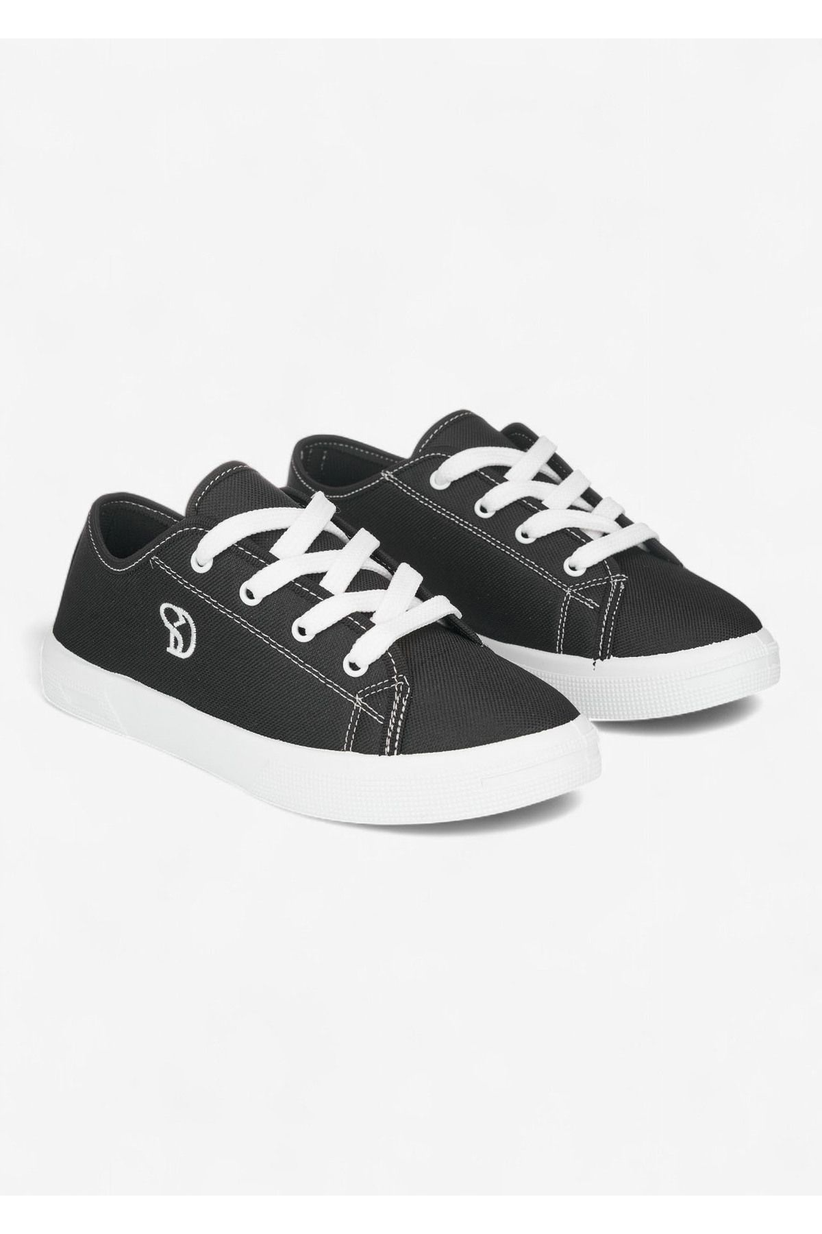SOLDOY Kadın Siyah Bağcıklı Rahat Casual Zenne Spor Ayakkabı Sneaker