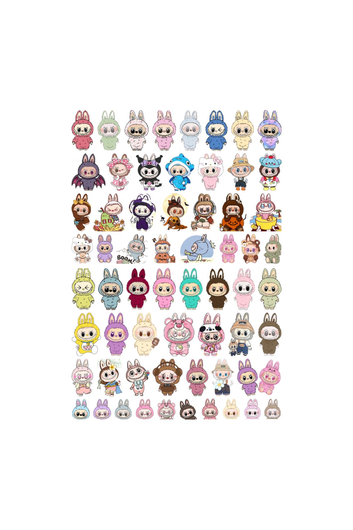 Ororabutik 62 Adet Lalubu Monster Sticker Seti - Etiket Seti Sketchbook