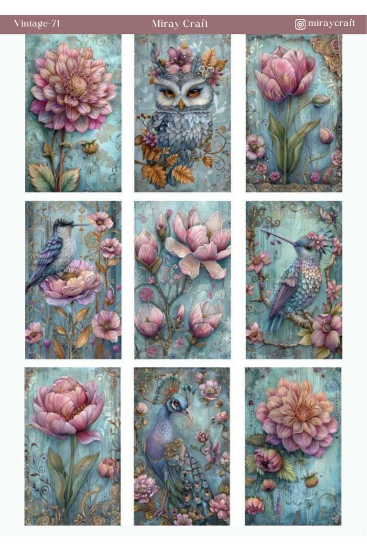 MirayDesign 1 Adet Vintage Temalı Sticker – 12x17 cm Scrapbook, Bullet Journal, Planlayıcı İçin