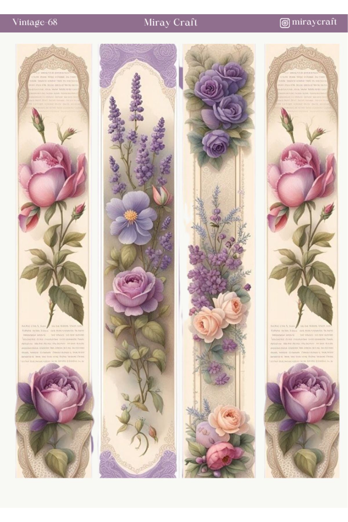 MirayDesign 1 Adet Vintage Temalı Sticker – 12x17 cm Scrapbook, Bullet Journal, Planlayıcı İçin