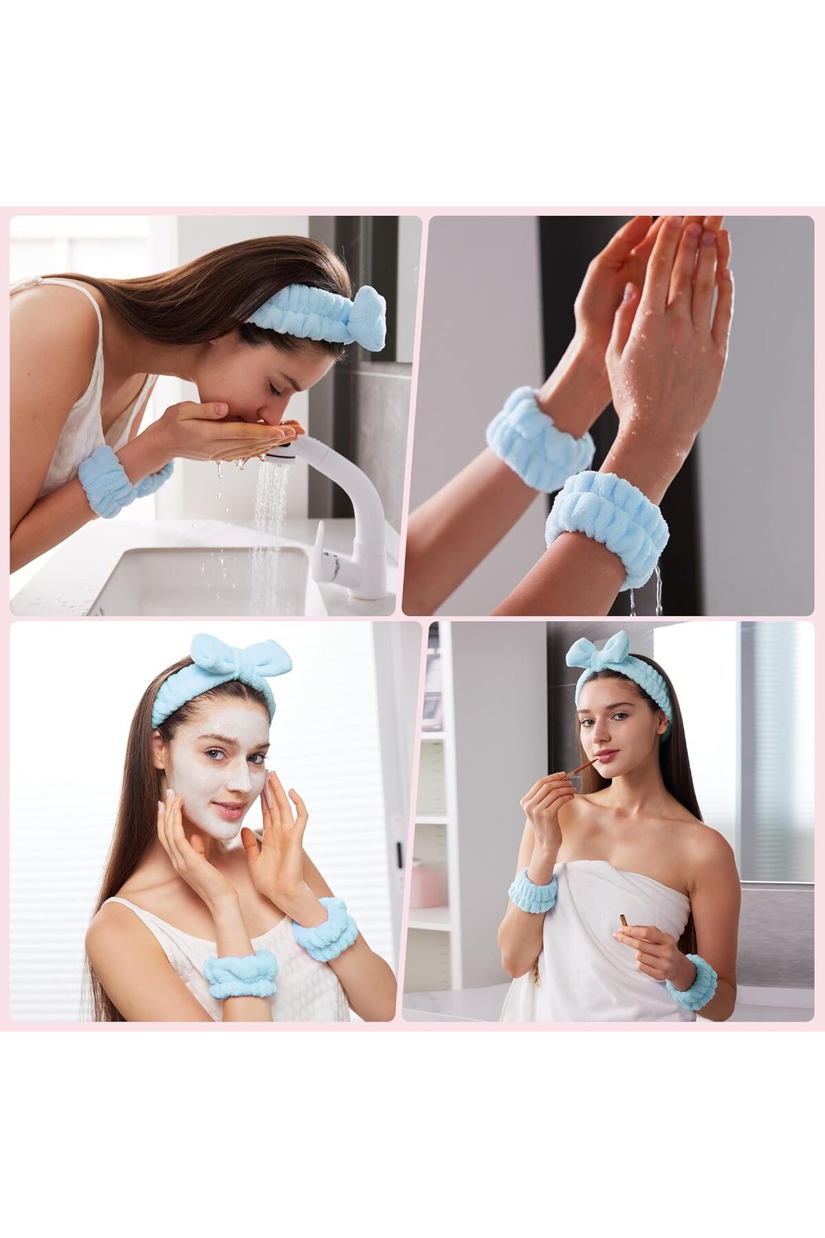 Renk Kurdele Fi̇gürlü Havlu Saç Bandi/Makyaj Süngeri̇/Pudra Süngeri̇/Su Emi̇ci̇ Havlu Bi̇lekli̇k Set — VT2200018M — تصویر 3 از 3