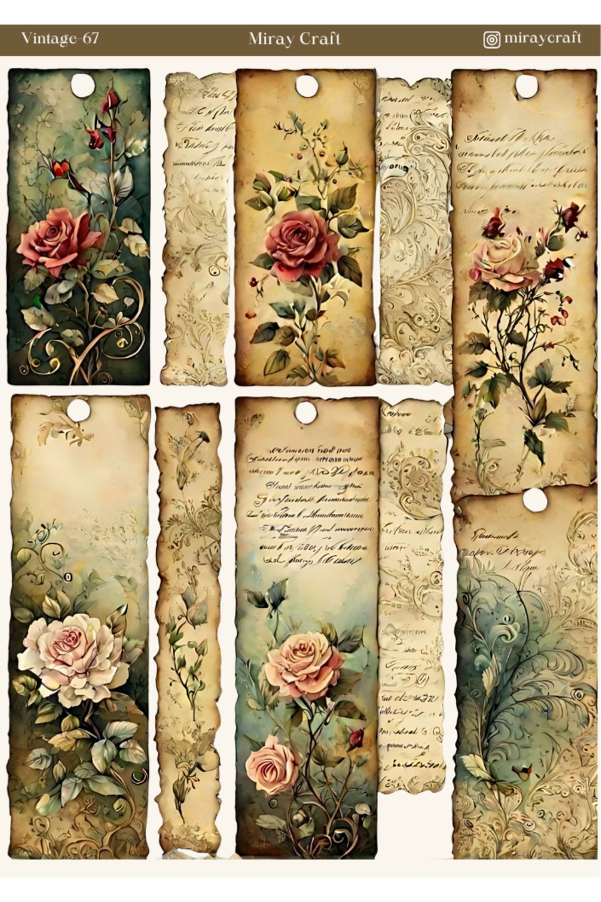 MirayDesign 1 Adet Vintage Temalı Sticker – 12x17 cm Scrapbook, Bullet Journal, Planlayıcı İçin