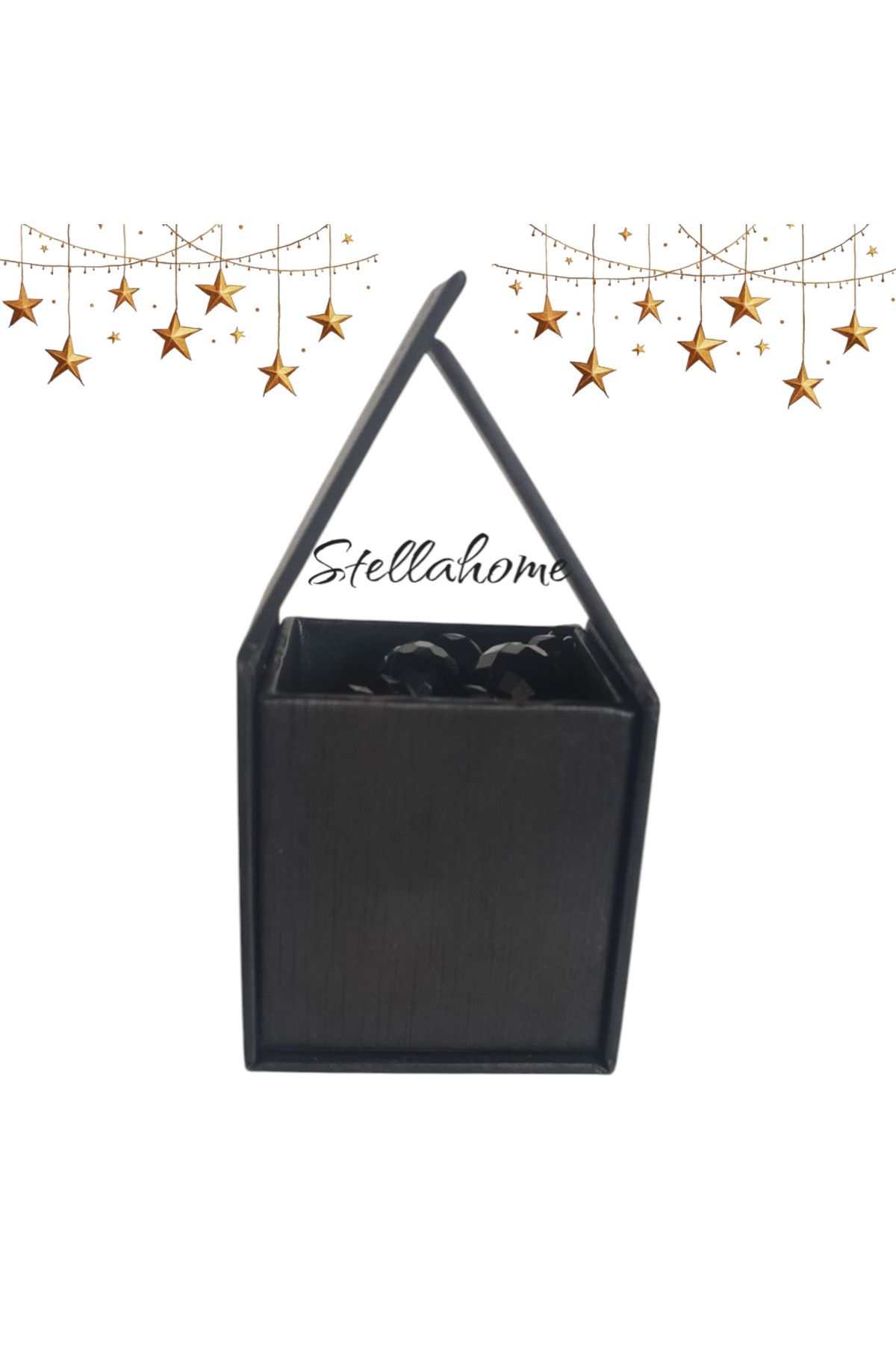 Bujiteri-Black Self-Luminous Beads with Cloth Dangle Earrings with Black Magnet Square Box 4