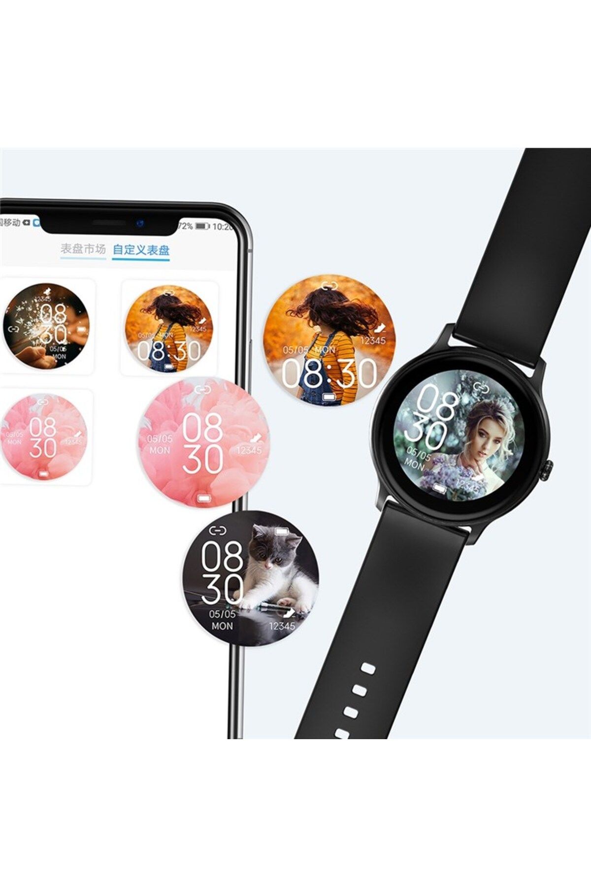 ideal STORE-Ceas Smartwatch Tokio Fashion idealSTORE, Ecran Rotund LCD, UltraSlim, Apeluri Bluetooth, Android- i 9