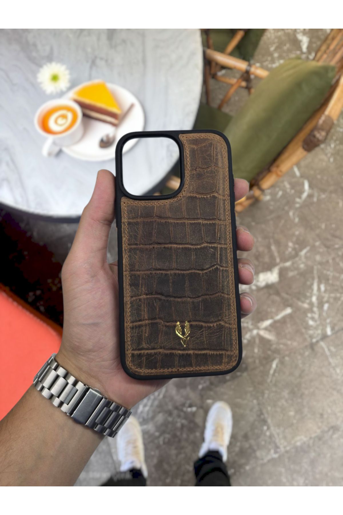 VİSSO Hakiki GERÇEK Deri İPHONE Telefon Kılıfı Kişiye Özel İsim Baskılı İPHONE 15 PRO Uyumlu