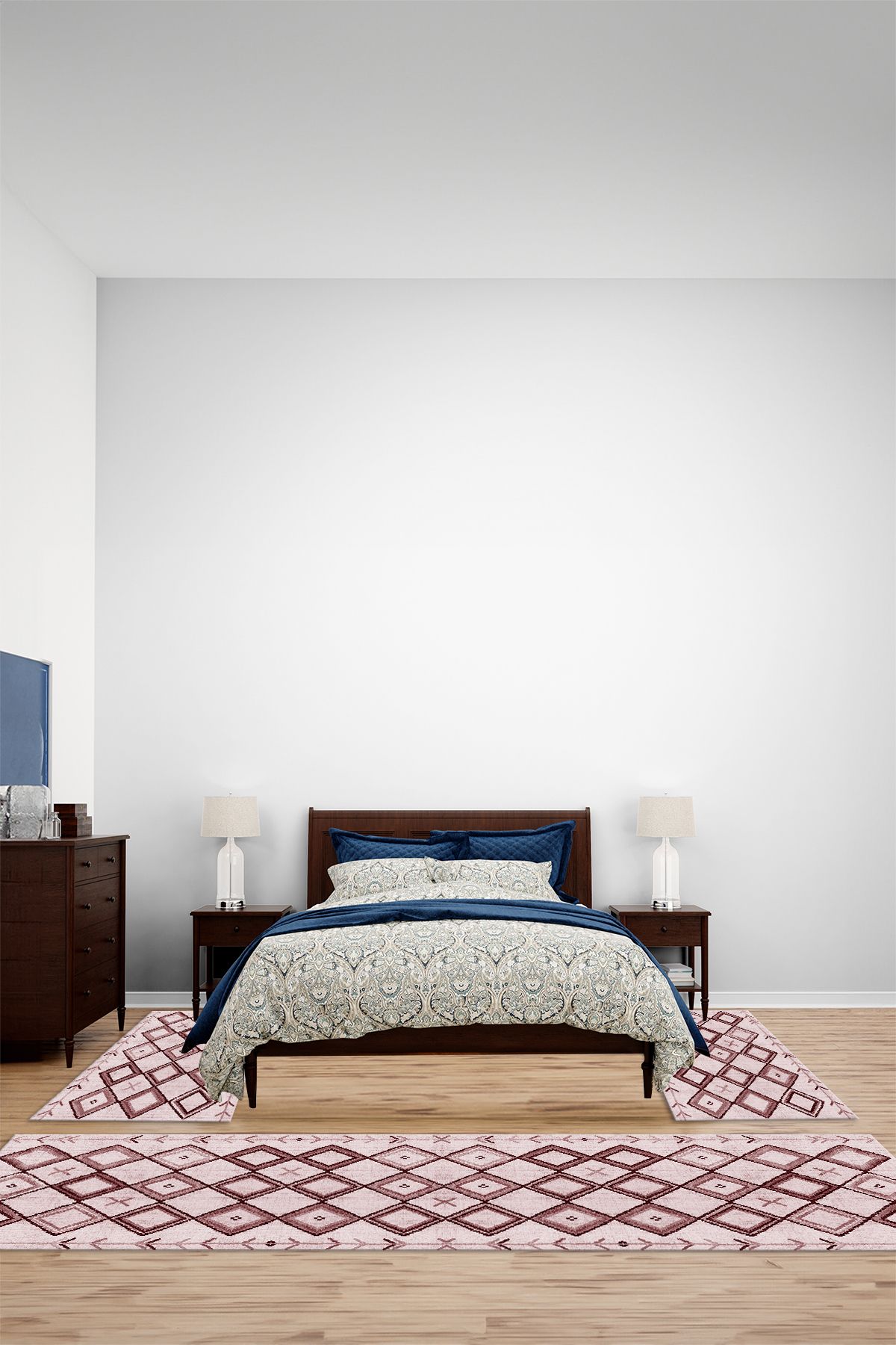Viyana Home Kaymaz Modern Hasır İskandinav Model Yıkanabilir Üçlü Yatak Odası Halısı, YO-İSKANDİNAV-67-BORDO,