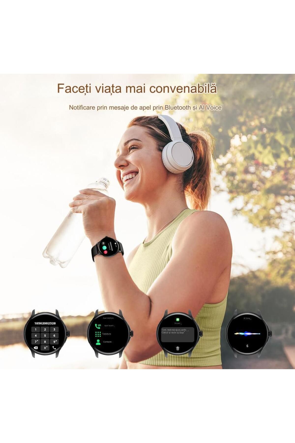 ideal STORE-Ceas Smartwatch idealSTORE STMone, Apel Bluetooth, Asistent Vocal, Ecran AMOLED, 100+ Moduri Sport, 5