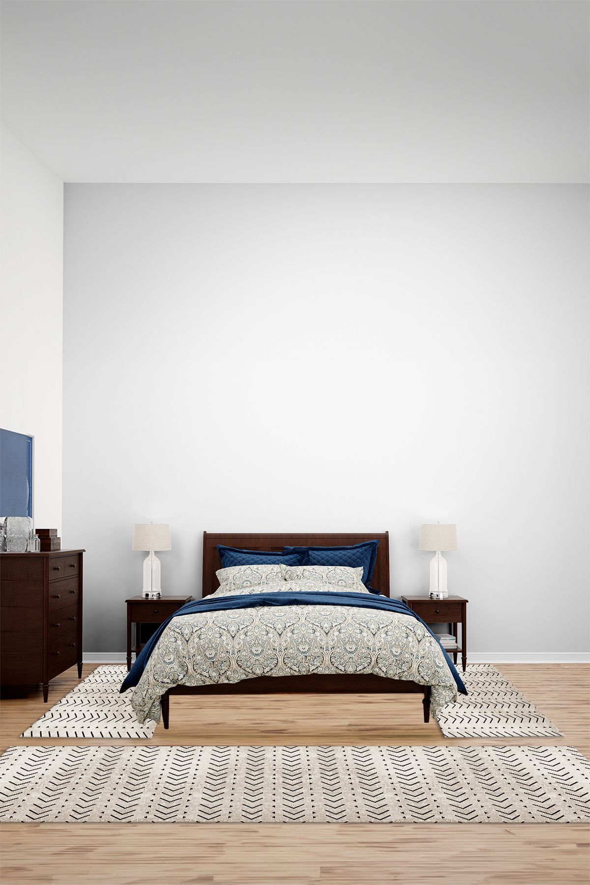 Viyana Home Dijital Kaymaz İskandinav Sade Desenli Yıkanabilir Üçlü Yatak Odası Halısı, YO-İSKANDİNAV-88-KAHVE,