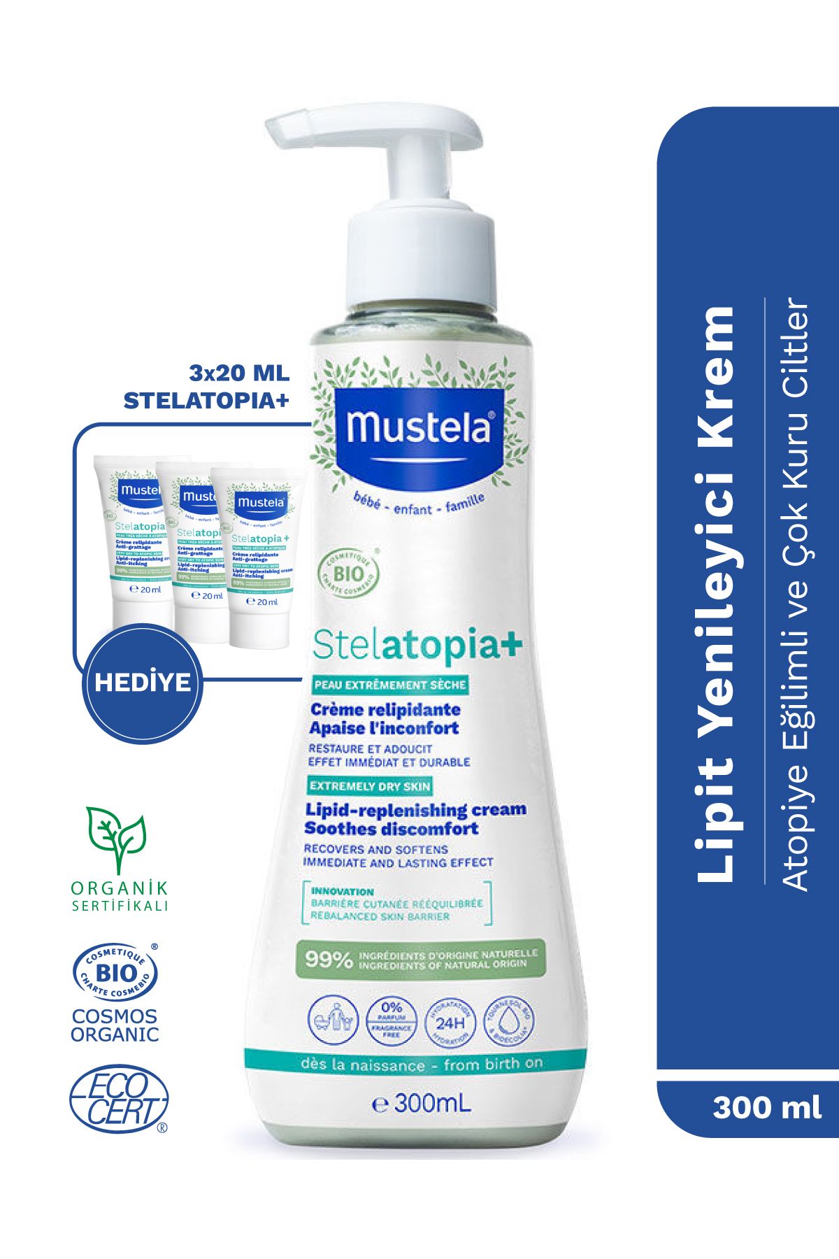Mustela Stelatopia+ Lipit Yenileyici Atopik Cilt Ve Çok Kuru Cilt Için Rahatlatıcı Krem 300ml