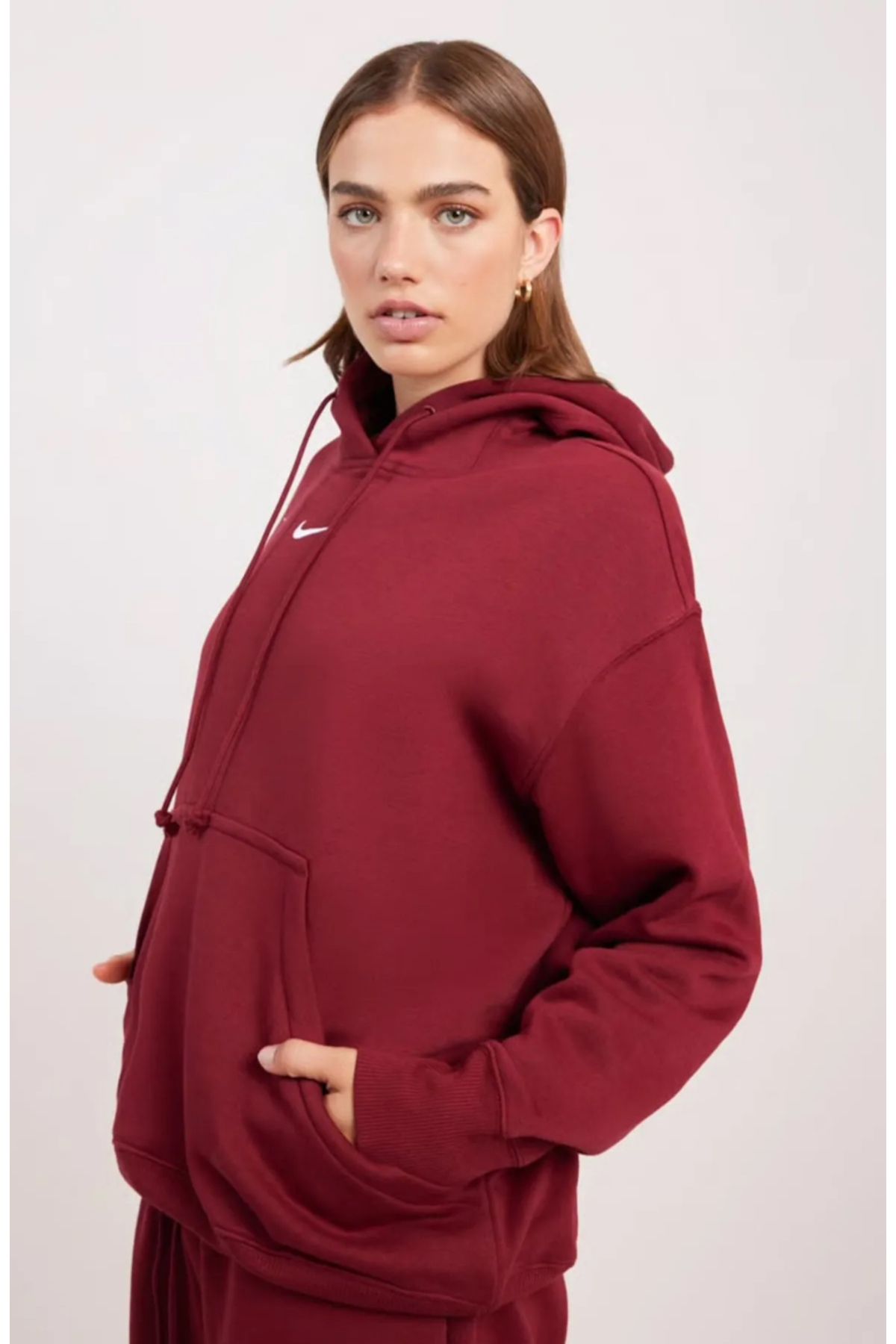 Nike Sportswear Phoenix Fleece Oversized Pullover Hoodie Bordo Kadın Sweatshirt KZY SPORT