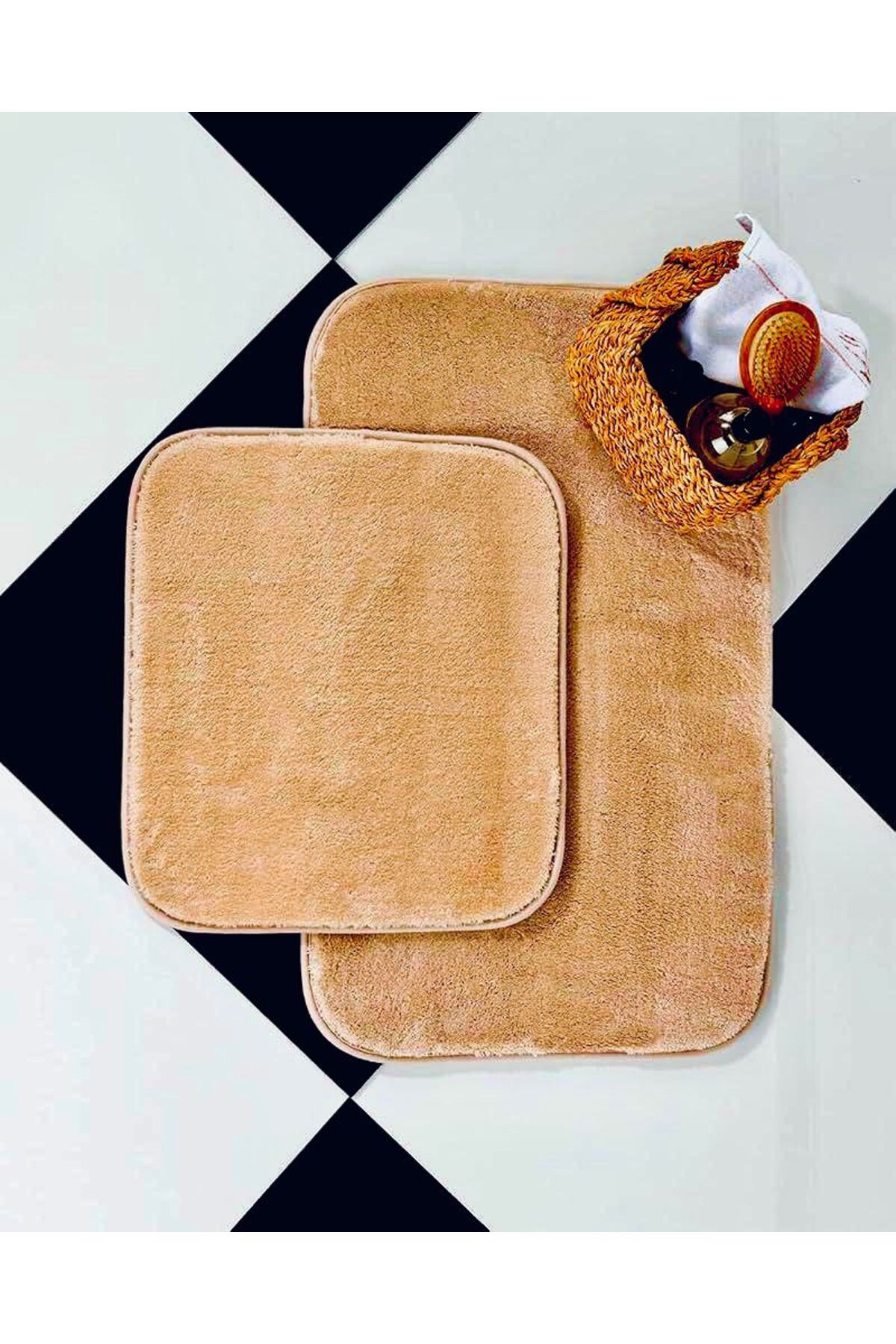 DECORA CASA HOME COLLECTİON Banyo Paspas Takımı 2 Li ( 60X100) Ve (50X60) Yıkanabilir Kaymaz Taban Klozet Takımı