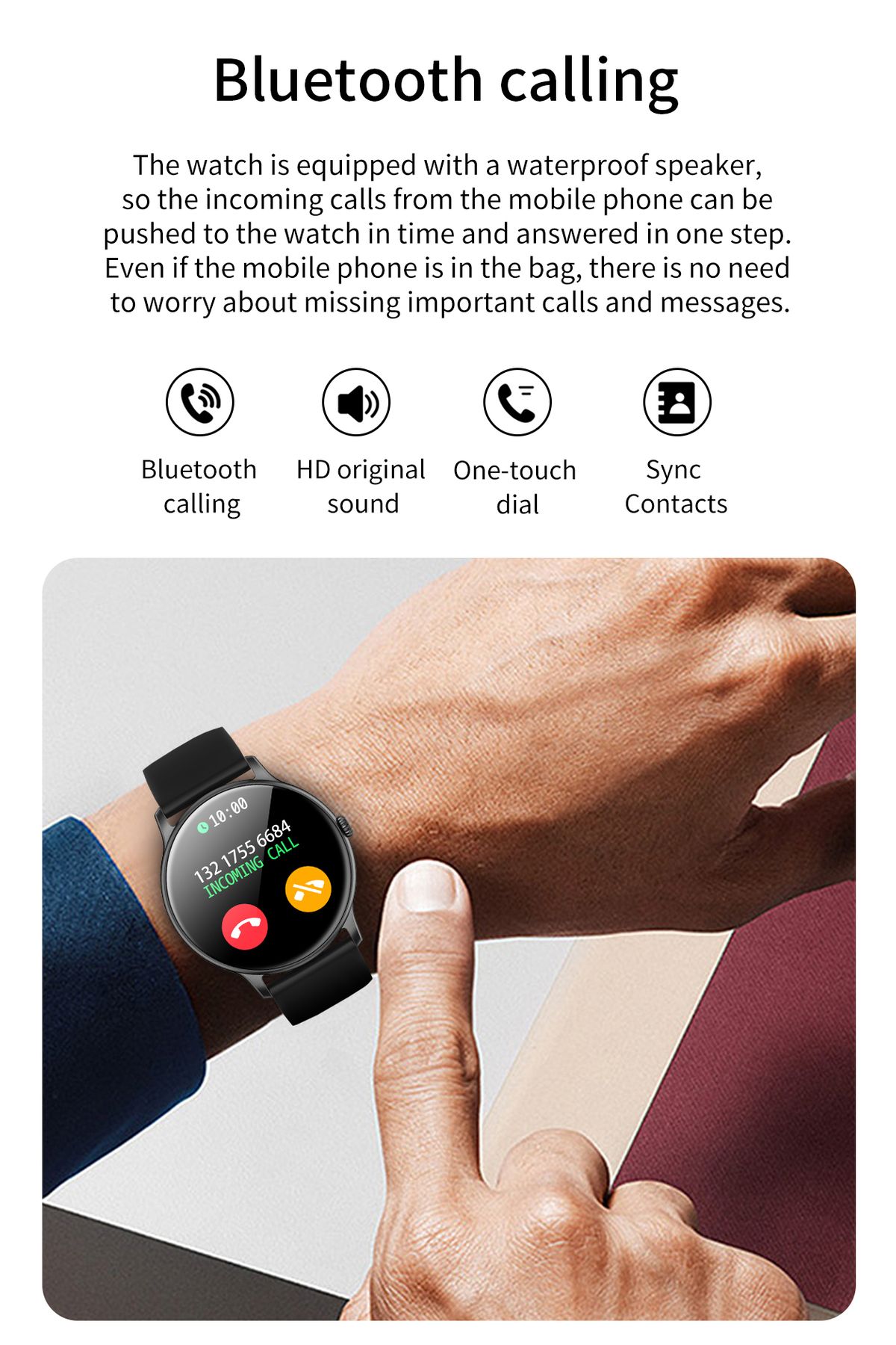 ideal STORE-Ceas Smartwatch Tokio Fashion idealSTORE, Ecran Rotund LCD, UltraSlim, Apeluri Bluetooth, Android- i 5